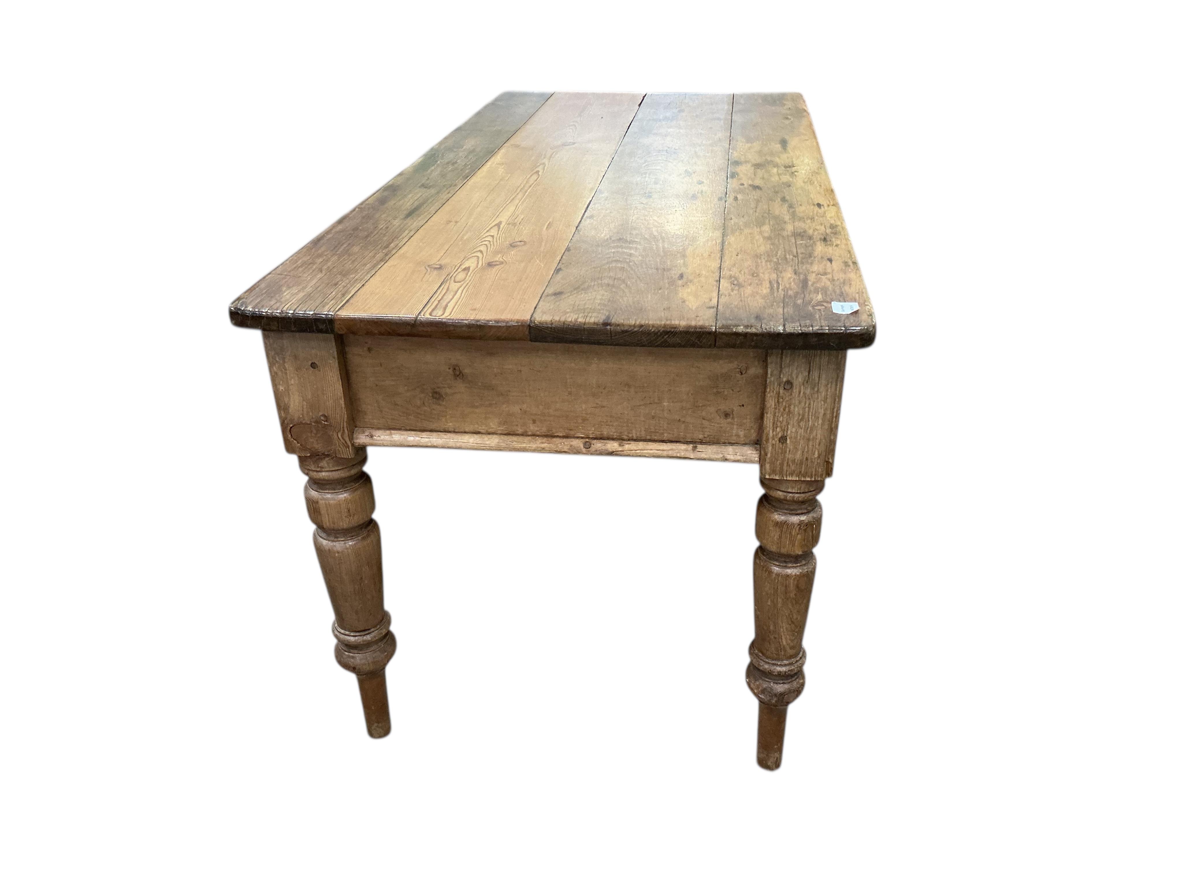 A Victorian rectangular pine kitchen table, width 168cm, depth 80cm, height 79cm